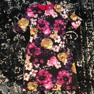 Vince Camuto Short Sleeve Floral Print Dress